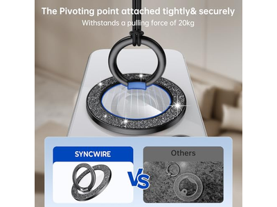 Magnetic Phone Grip with Rotatable Kickstand and Removable Accessories