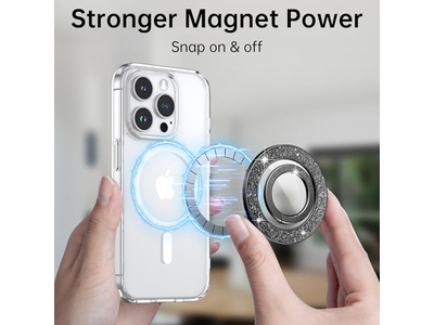 Magnetic Phone Grip with Rotatable Kickstand and Removable Accessories