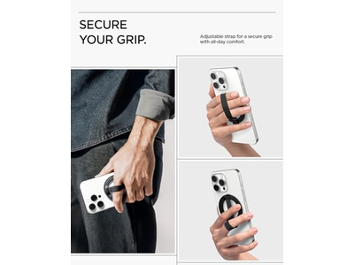 Magnetic Phone Holder Grip with Finger Strap Loop for MagSafe and Pixe