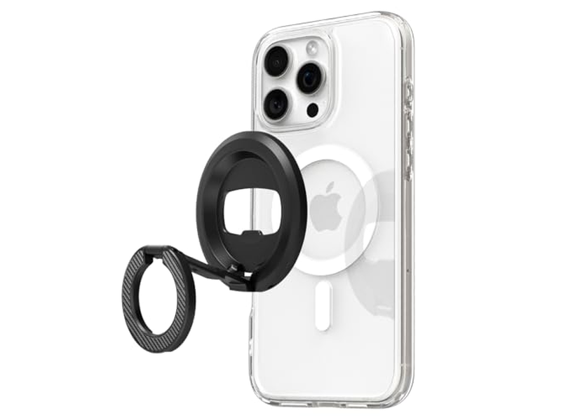 Magnetic Phone Holder Grip with Kickstand and Bottle Opener - Black