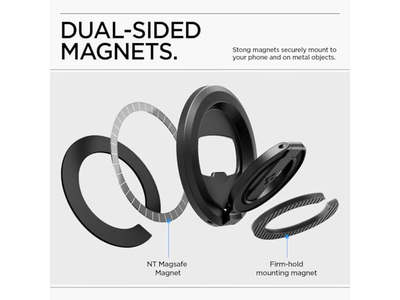 Magnetic Phone Holder Grip with Kickstand and Bottle Opener - Black