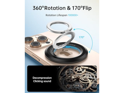 Magnetic Phone Holder with 360degree Rotation and Dual-Sided Grip Compatibi