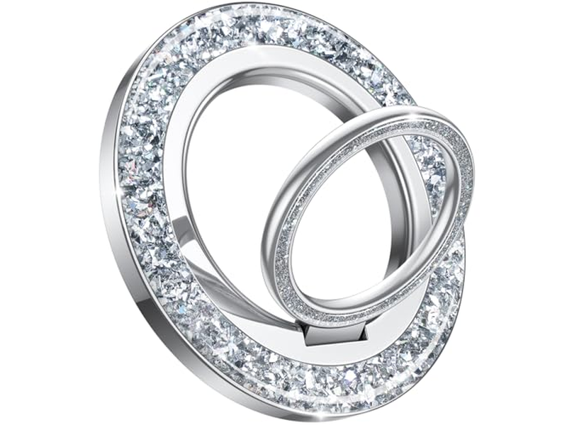 Magnetic Phone Ring for MagSafe Grip - Glitter Silver Ring Holder Stan