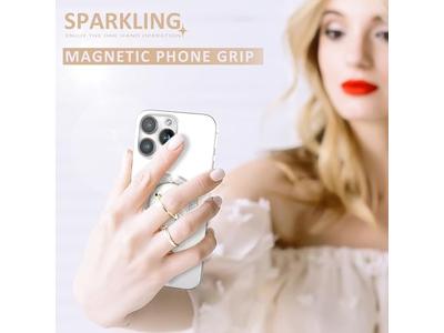 Magnetic Phone Ring Holder and Grip Compatible with Wireless Charging