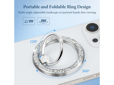 Magnetic Phone Ring Holder Stand with MagSafe Accessory Silver