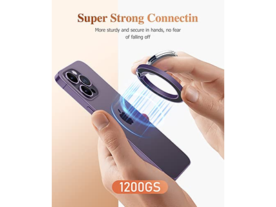 Magnetic Phone Ring Holder with Adjustable Stand and Kickstand - Purpl