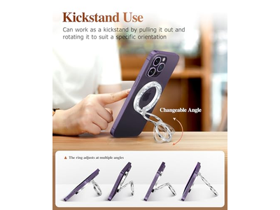 Magnetic Phone Ring Holder with Adjustable Stand and Kickstand