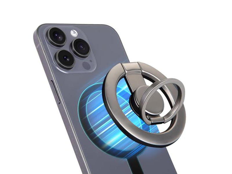 Magnetic Phone Ring Holder with Grip and Kickstand Compatible with Mag