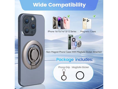 Magnetic Phone Ring Holder with Grip and Kickstand Compatible with Mag