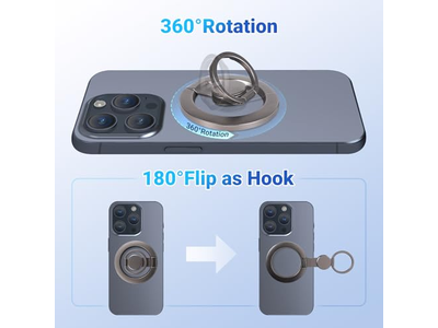 Magnetic Phone Ring Holder with Grip and Kickstand Compatible with Mag