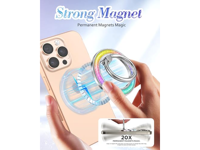 Magnetic Phone Ring Holder with Removable Finger Grip - Glitter Design