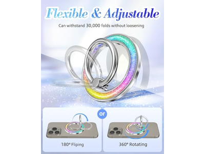Magnetic Phone Ring Holder with Removable Finger Grip - Glitter Design