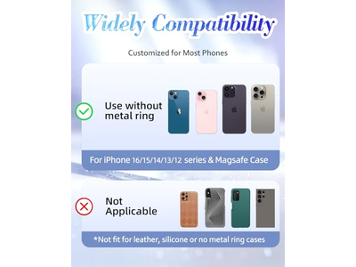 Magnetic Phone Ring Holder with Removable Finger Grip - Glitter Design