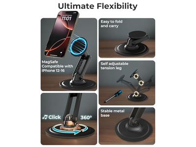 Magnetic Phone Stand for Desk Mag360 Adjustable MagSafe Stand