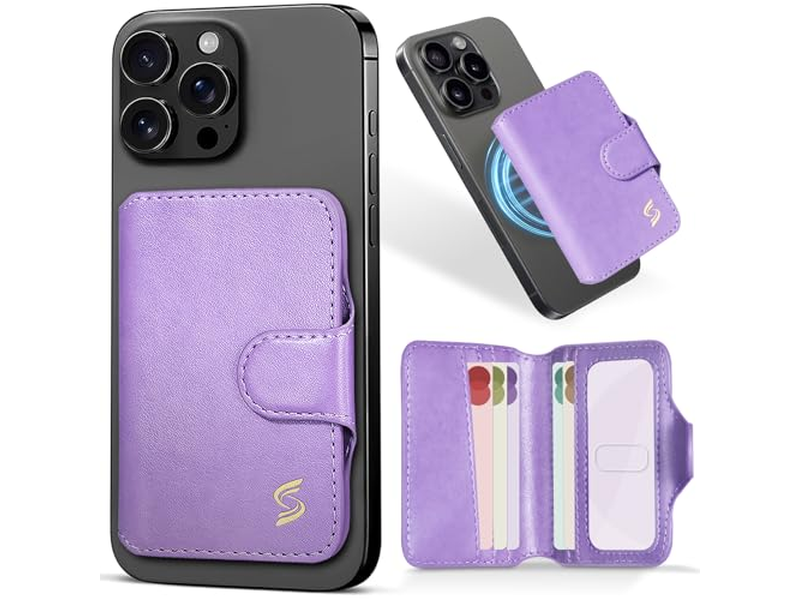 Magnetic Phone Wallet Card Holder with RFID Blocking 5 Slots for 7 Ca