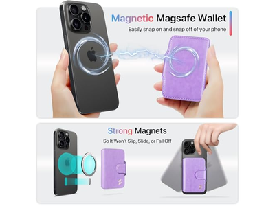 Magnetic Phone Wallet Card Holder with RFID Blocking 5 Slots for 7 Ca