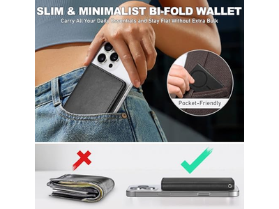 Magnetic Phone Wallet with 6 Card Holders RFID Blocking Black