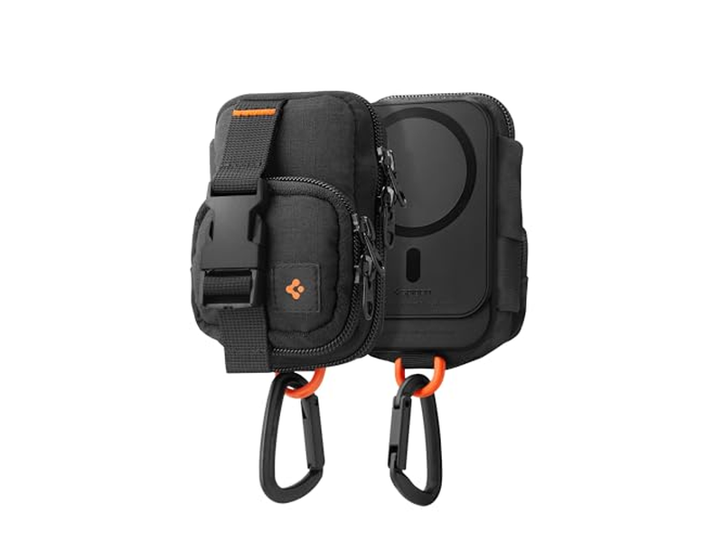 Magnetic Pouch Organizer for SSD and Card Storage with Clip - Black