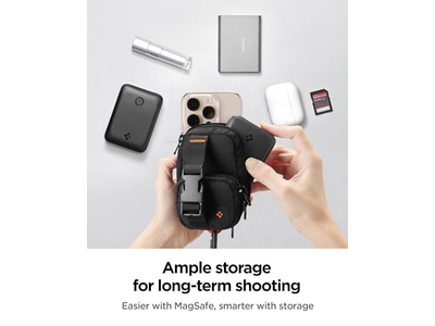 Magnetic Pouch Organizer for SSD and Card Storage with Clip - Black