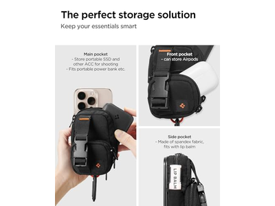 Magnetic Pouch Organizer for SSD and Card Storage with Clip - Black