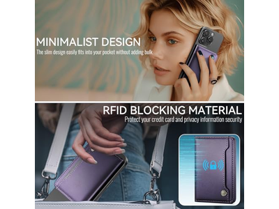 Magnetic RFID Blocking Card Holder Compatible with MagSafe Phones Pur