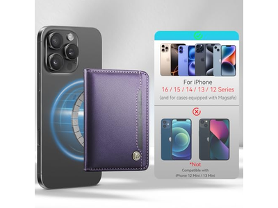 Magnetic RFID Blocking Card Holder Compatible with MagSafe Phones Pur