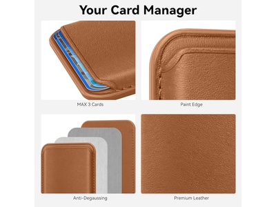 Magnetic RFID Leather Card Holder for iPhone Stick-on Accessories Br