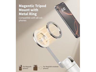Magnetic Selfie Stick Tripod with Aluminum Strong Magnetic Holder