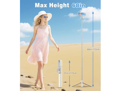 Magnetic Selfie Stick Tripod with Aluminum Strong Magnetic Holder