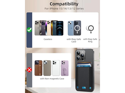 Magnetic Wallet for iPhone 7 Card Holder Leather Minimalist RFID Bl