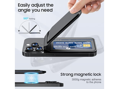 Magnetic Wallet for iPhone Adjustable Leather Card Holder RFID Block