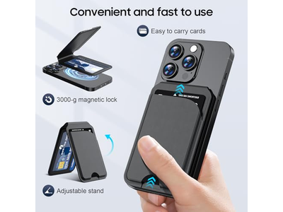 Magnetic Wallet for iPhone Adjustable Leather Card Holder RFID Block