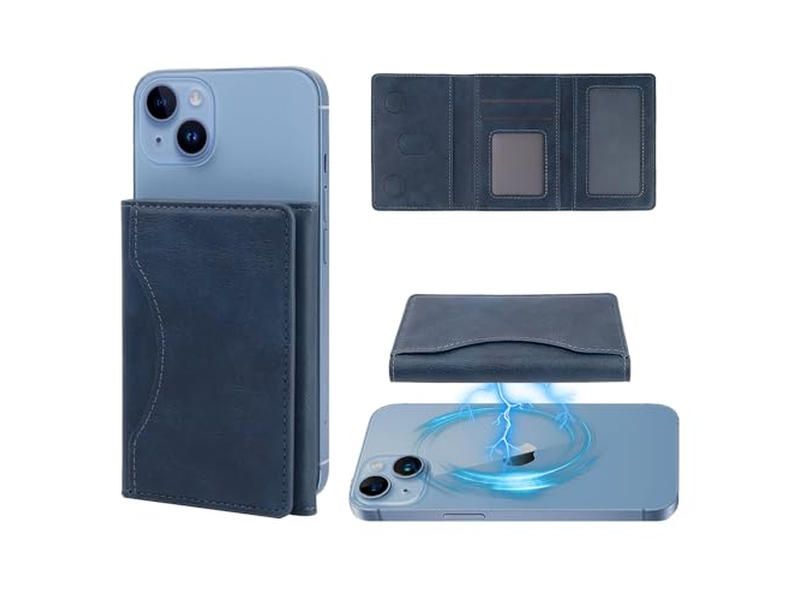 Magnetic Wallet for iPhone Card Holder Blue