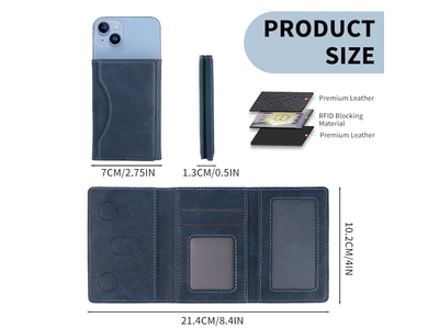 Magnetic Wallet for iPhone Card Holder Blue