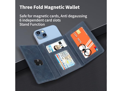 Magnetic Wallet for iPhone Card Holder Blue