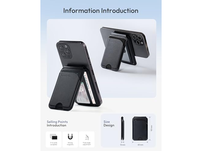 Magnetic Wallet for iPhone with Adjustable Stand and RFID Blocking