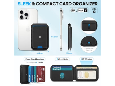 Magnetic Wallet for MagSafe Genuine Leather 6 Card Holders RFID Blo