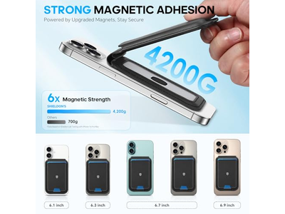 Magnetic Wallet for MagSafe Genuine Leather 6 Card Holders RFID Blo