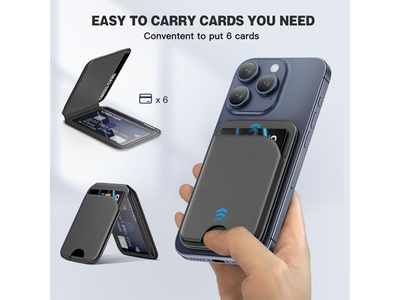 Magnetic Wallet for Phone Adjustable Leather Card Holder and Stand