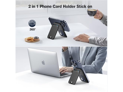 Magnetic Wallet for Phone Adjustable Leather Card Holder and Stand