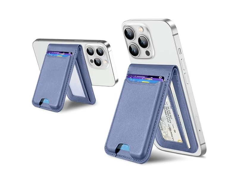Magnetic Wallet Stand with Adjustable Stand ID Window RFID Blocking
