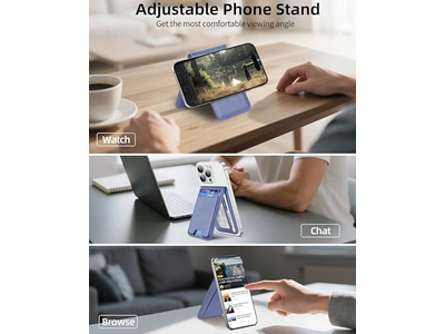Magnetic Wallet Stand with Adjustable Stand ID Window RFID Blocking