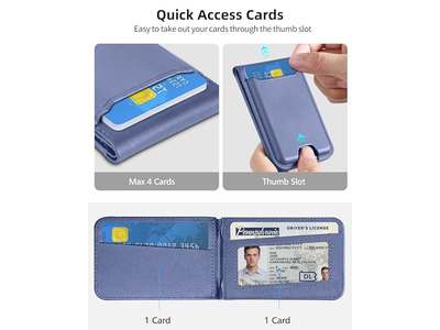 Magnetic Wallet Stand with Adjustable Stand ID Window RFID Blocking