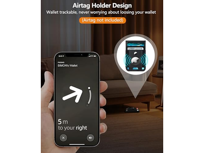 Magnetic Wallet Stand with Airtag Holder ID Window 4 Card Slots RFI