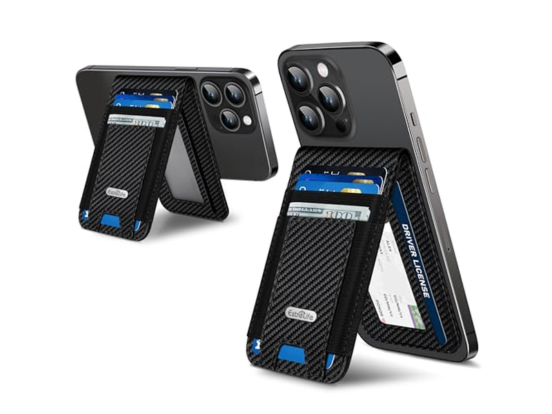 Magnetic Wallet Stand with ID Window and 4 Card Slots RFID Blocking