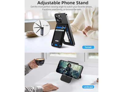 Magnetic Wallet Stand with ID Window and 4 Card Slots RFID Blocking