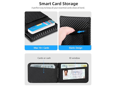 Magnetic Wallet Stand with ID Window and 4 Card Slots RFID Blocking