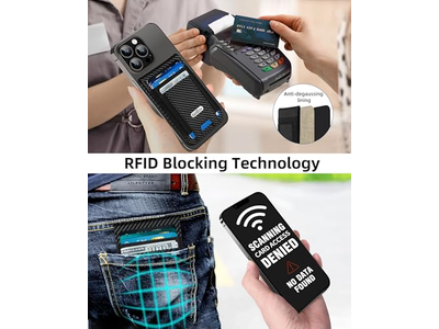 Magnetic Wallet Stand with ID Window and 4 Card Slots RFID Blocking
