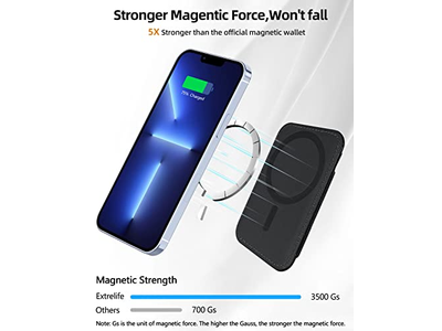 Magnetic Wallet with 2 Card Slots for iPhone Vegan Leather Black