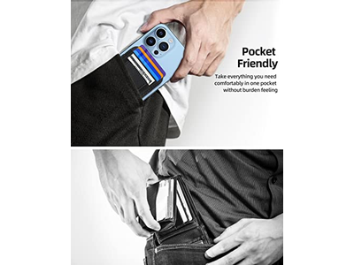 Magnetic Wallet with 2 Card Slots for iPhone Vegan Leather Black